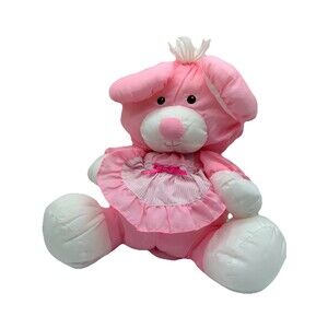 Vintage 1992 Fisher Price Puffalump Nylon Pink Mouse Striped Bib Apron Washable